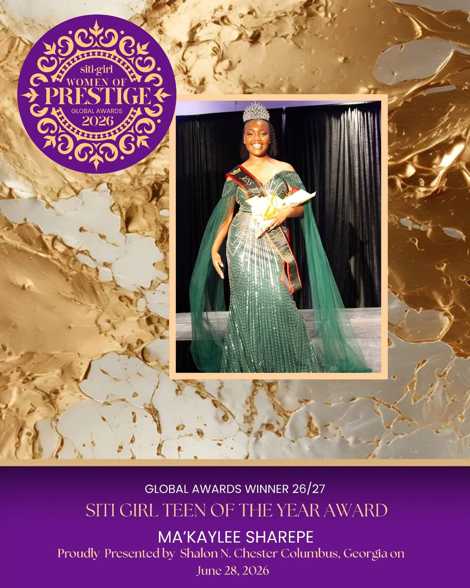 Ma_kaylee Sharepe - SITI Girl Teen of the Year Award