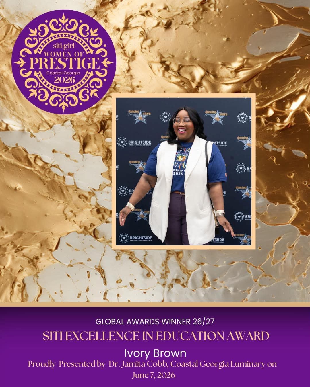 Ivory Brown - SITI Excellence in Education Award