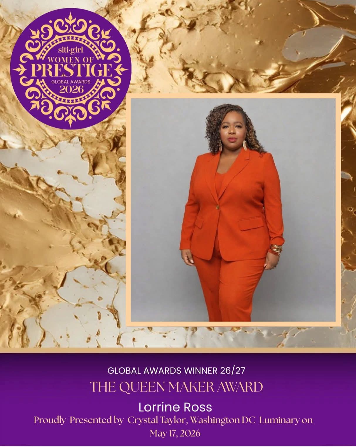 Lorrine Ross - The Queenmaker Award