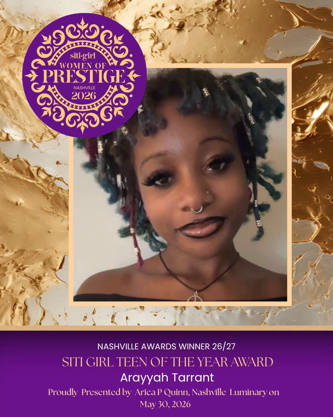 Arayyah Tarrant - SITI Girl Teen of the Year Award