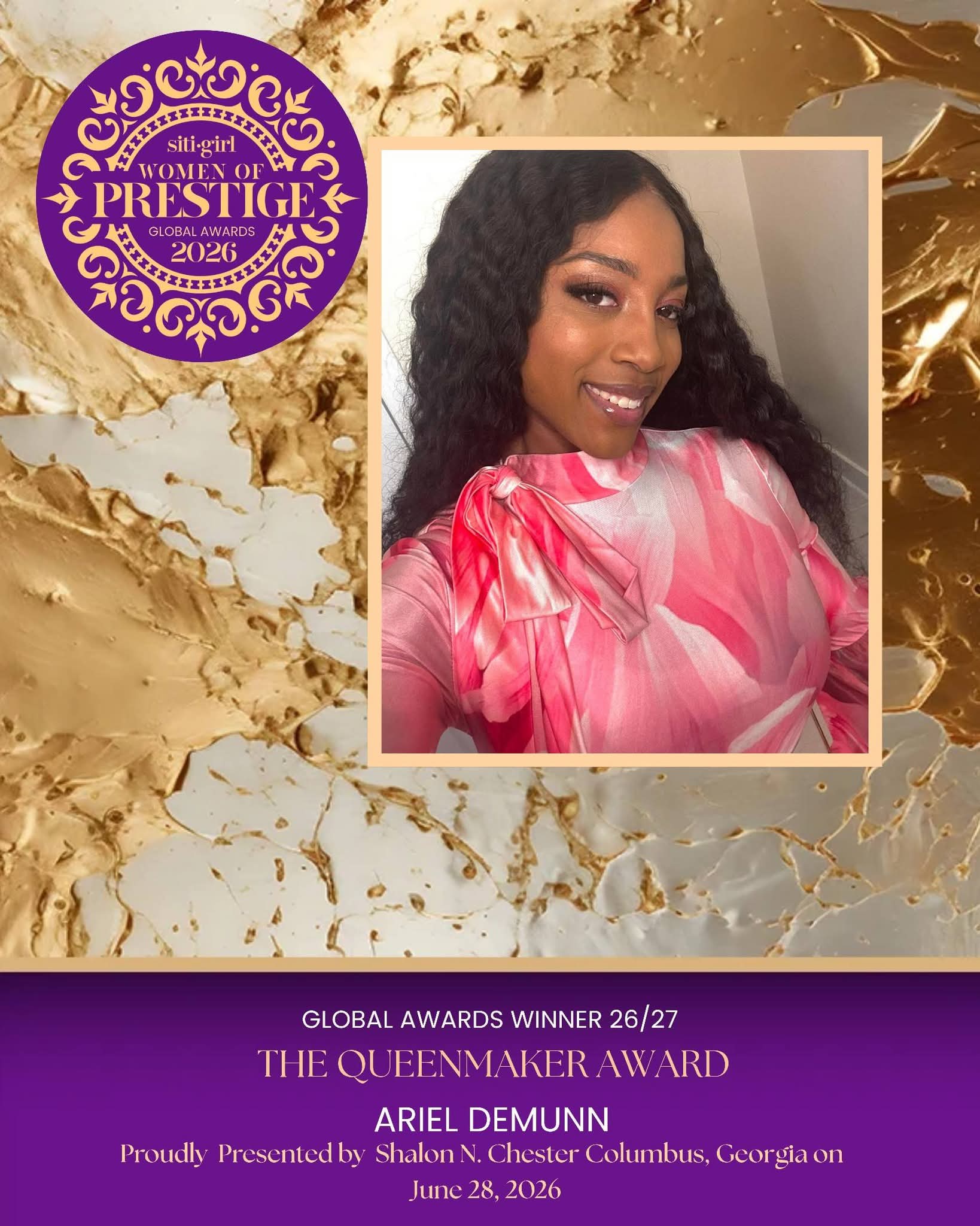 Ariel Demunn - The Queenmaker Award