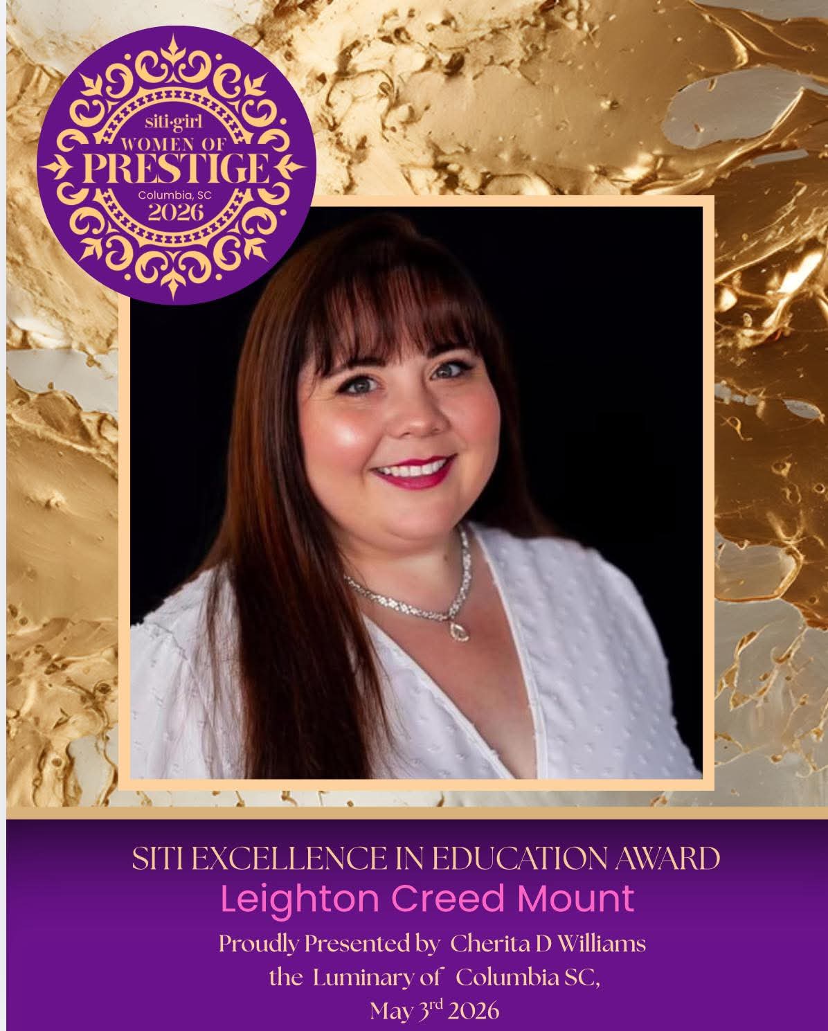 Leighton Creed Mount - SITI Excellence in Education Award