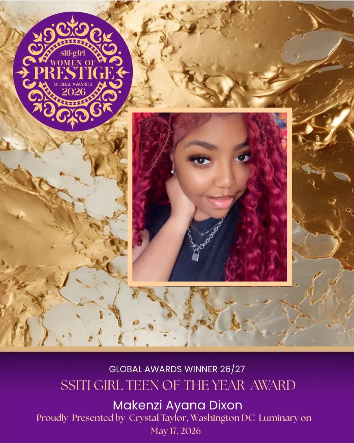 Makenzi Ayana Dixon - SITI Girl Teen of the Year Award