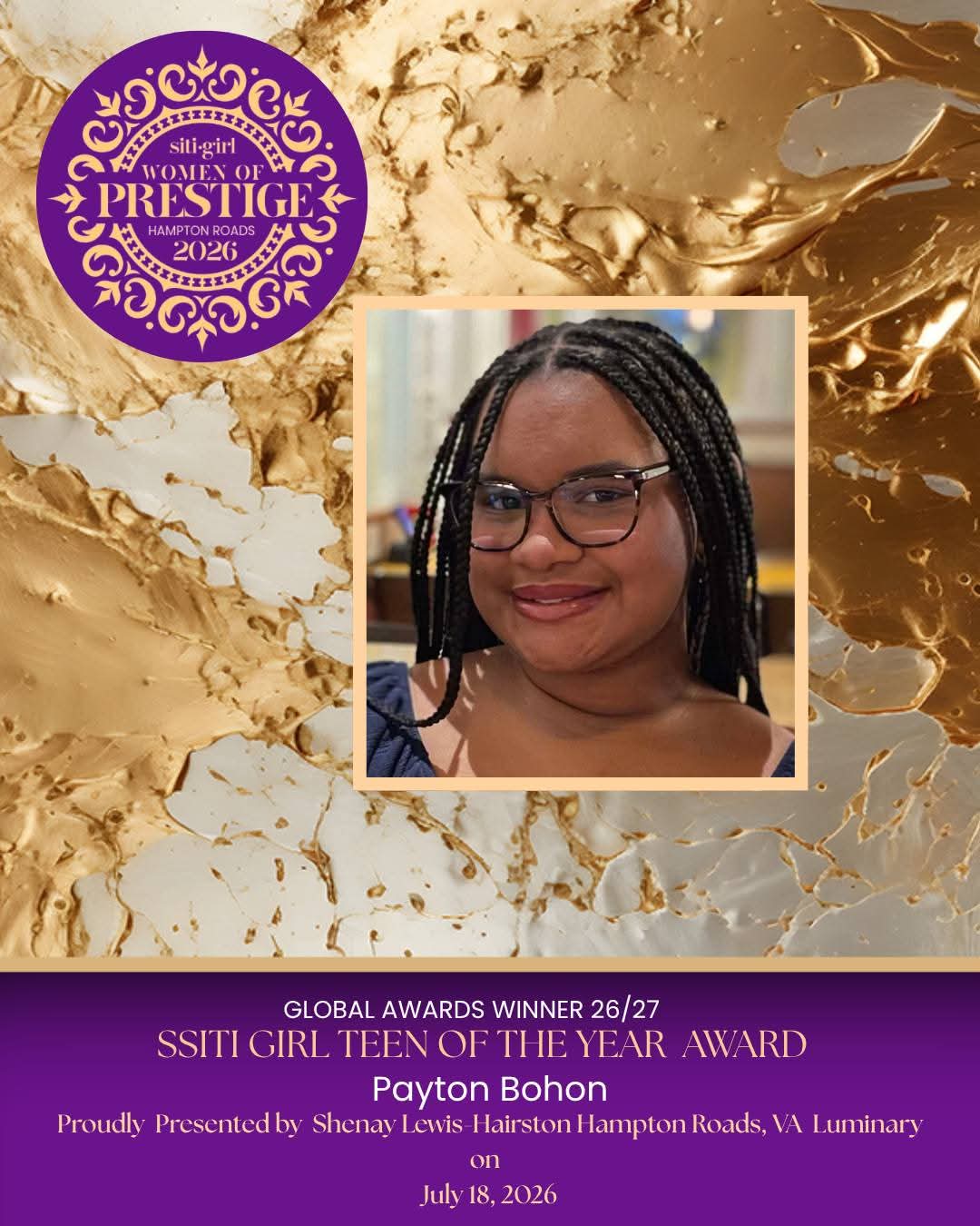 Payton Bohon - SITI Girl Teen of the Year Award