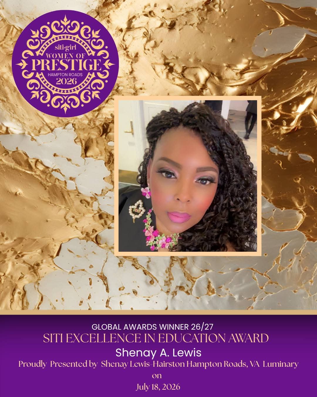 Shenay A. Lewis - SITI Excellence in Education Award