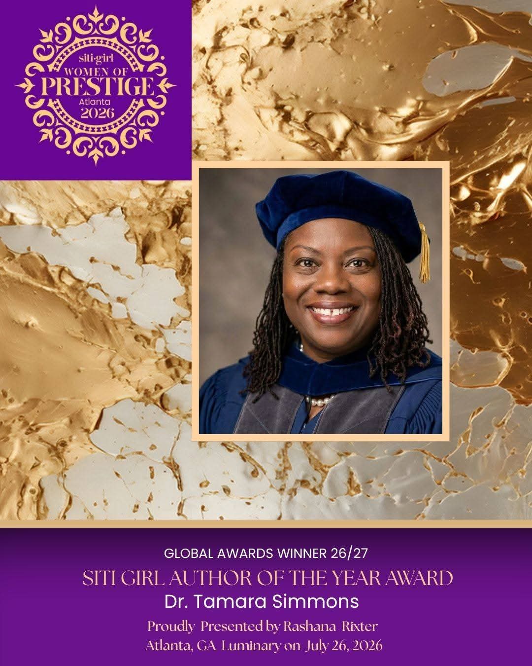 Dr. Tamara Simmons - SITI Author of the Year Award